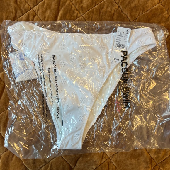 Pacsun Eco White Layla Eyelet High Waisted Bikini Bottom - Picture 7 of 8